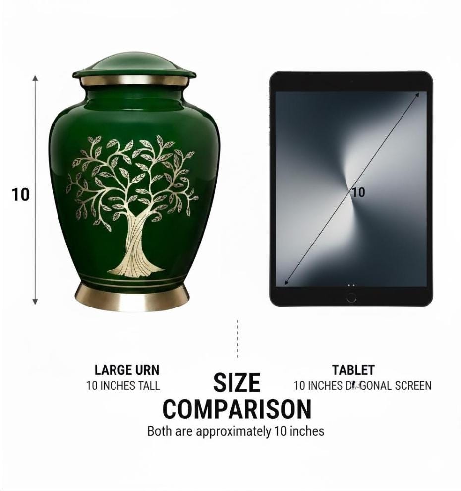 Green Tree of Life Cremation Urn for Human Ashes Adult – Elegant Metal ...