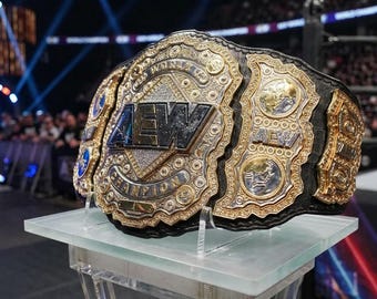 AEW-zwaargewicht kampioenschapsriemreplica, worstelfan verzameltitelriem, messing platen, volwassen grootte