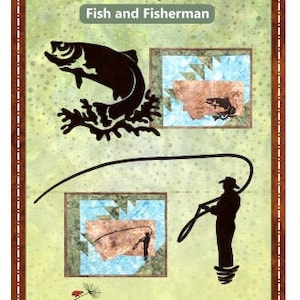 Jumping Fish and Fisherman Laser Cut Applique Pair