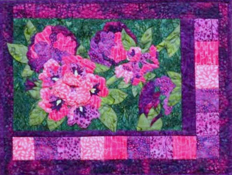 Rhododendrons Fusible Applique Pattern With 3D Flower Petal Optional