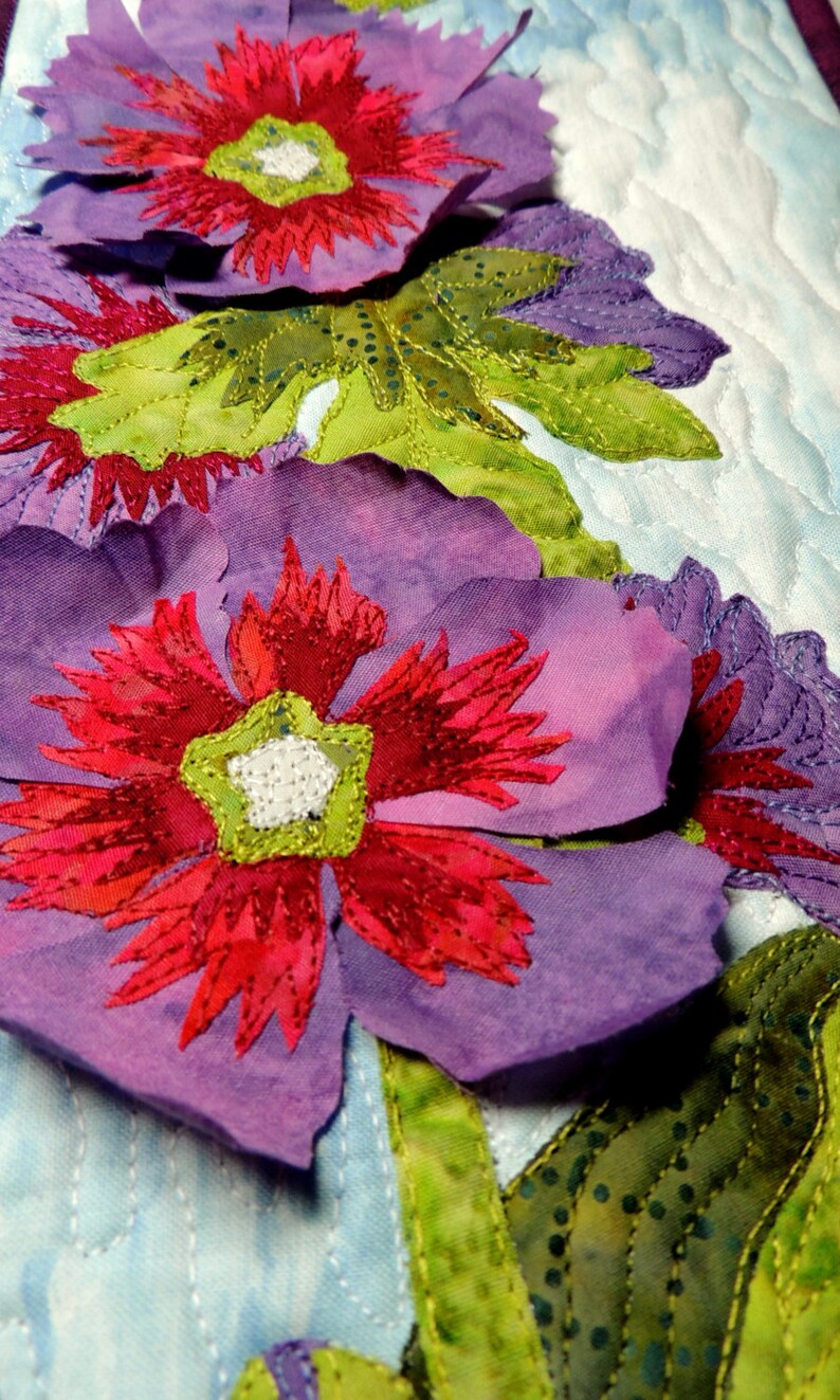 Hollyhock Applique Quilt Pattern With 3D Optional Petals Etsy Australia