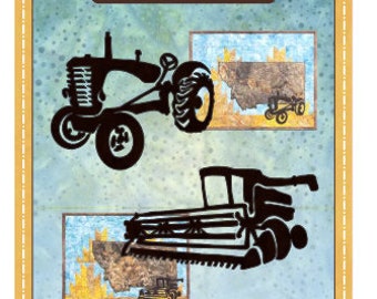 Tractor and Harvester Laser Cut Applique Pair