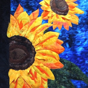 KIT: Mirasol&#39;s Garden Sunflower Fusible Applique Pattern and Fabric