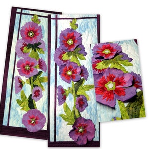 Hollyhock Applique Quilt Pattern with 3-D optional petals