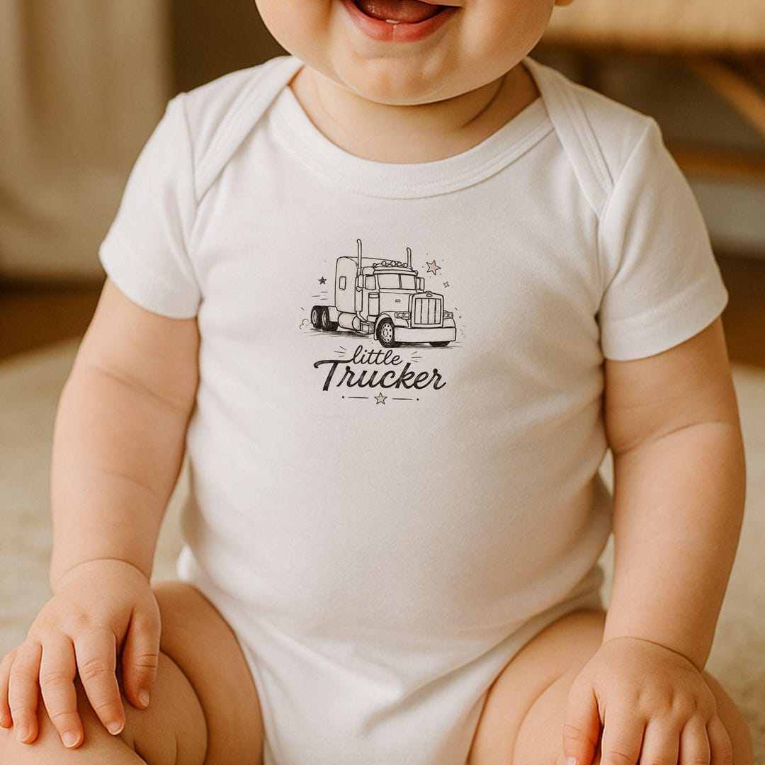 Little Trucker Baby Onesie, Big Rig Baby Bodysuit, Semi Truck Infant ...