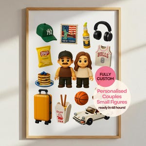 Personalised Couple Small Figures Poster | Custom Figures Portrait | Couple Gift Favourite Things Print | Unique Gift Digital Download