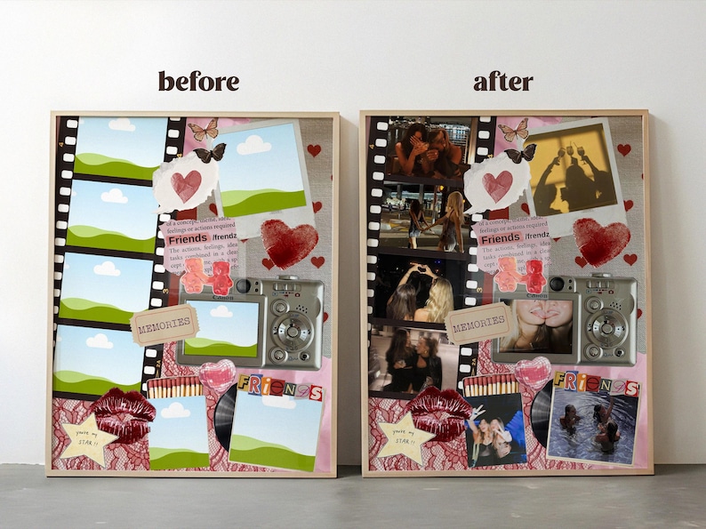Pôster de colagem de caixa de fósforos para melhor amiga para impressão, presente personalizado para melhor amiga, modelo editável do Canva, foto personalizada para amizade, presente de aniversário imagem 2