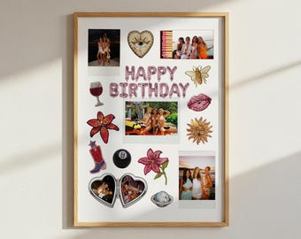 Editable Bestie Birthday Canva Template Poster, Custom Best Friend Photo Collage Gift, Printable Digital Download Collage Poster for Sister
