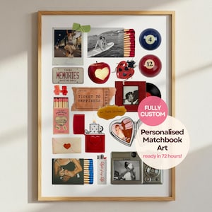 Personalized matchbook art Custom matchbox print Anniversary gift wall art Matchbook customize print Digital poster Custom retro wall decor