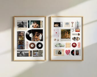 Boyfriend Posters BUNDLE | Printable Retro Matchbox Collage Poster Custom Couple Art Personalized Photo Collage Template Anniversary Gift BF