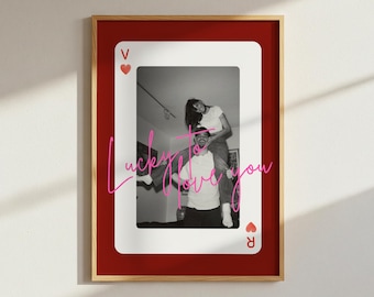 Editable Playing Card Couple Poster Template | Custom Romantic Canva Template | Personalized Digital Couple Gift | Printable Love Art Poster