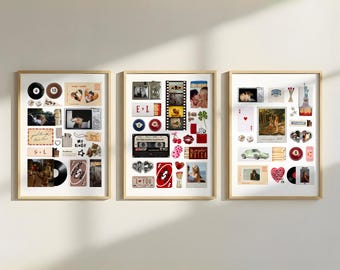 Boyfriend Posters BUNDLE | Printable Retro Matchbox Collage Poster Custom Couple Art Personalized Photo Collage Template Anniversary Gift BF