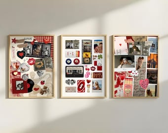 Boyfriend Posters BUNDLE | Printable Retro Matchbox Collage Poster Custom Couple Art Personalized Photo Collage Template Anniversary Gift BF