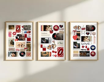Boyfriend Posters BUNDLE | Printable Retro Matchbox Collage Poster Custom Couple Art Personalized Photo Collage Template Anniversary Gift BF