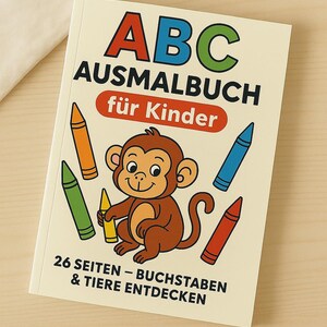 Libro para colorear del abecedario para niños - Animales de la A a la Z - Aprende y colorea las letras - 26 páginas - Descarga instantánea
