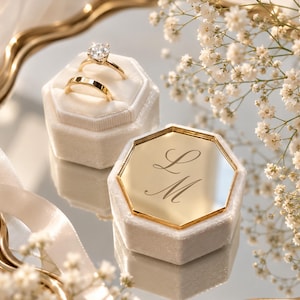 Caja para anillos personalizada, soporte para anillos de boda a medida, elegante caja de terciopelo para anillos, caja de regalo para anillo de compromiso, caja para anillo de boda para compromiso