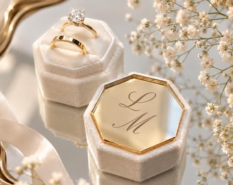 Gepersonaliseerde ringdoos, op maat gemaakte trouwringhouder, elegante fluwelen ringdoos, cadeau verlovingsringdoos, trouwringdoos voor verloving