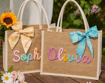 Bolsa de regalo personalizada, Bolsas para damas de honor, Bolsa de playa, Regalos para damas de honor, Detalle para despedida de soltera, Bolsa de yute, Regalo para la fiesta nupcial, Bolsa de agradecimiento