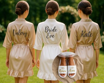 Personalized Ruffle Bridesmaid Robes, Custom Satin Robes, Wedding Day Robes, Bachelorette Party Robes, Bridesmaid Gift