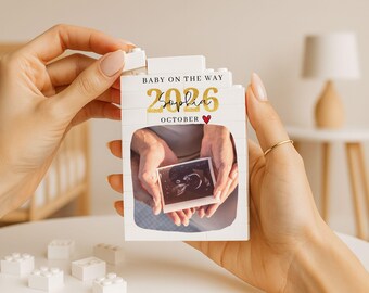 Personalised 2026 Pregnancy Announcement Building Blocks, Fathers Day Gift, Baby Ultrasound Photo Puzzle Blocks,Photo Puzzle Decor New Baby