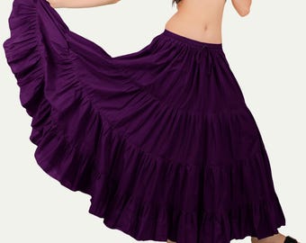 Gonna a 3 strati in cotone da 10 iarde / Gonna rinascimentale / Gonna lunga con volant / Gonna da danza del ventre / Gonna lunga in cotone / Gonna steampunk