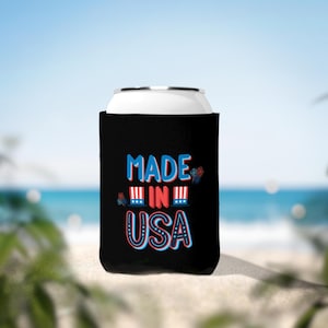 Patriotic Can Cooler Sleeve | USA Pride Drink Insulator, Beverage Holder, BBQ Accessory, Party Favor, Independence Day Gift