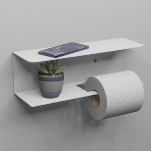 Toalheiro de parede branco minimalista, armazenamento vertical de metal para banheiro, organizador que economiza espaço