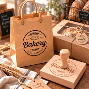 Carimbo personalizado para empresas - Carimbo com logotipo personalizado, carimbo de borracha grande para embalagens de pequenas empresas, sacolas de padaria, caixas, copos e identidade visual.