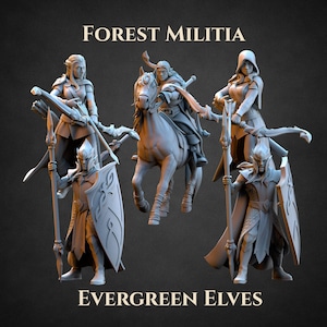 Elf Ranger & Warrior Miniatures (5 Models) – Forest Militia – DnD RPG