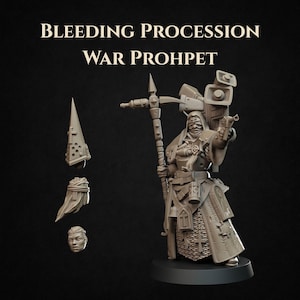 Blödande processionskrigsprofet | 4 miniatyrer | 32 mm bas | Grimdark Trench Warfare Mini | Ashen Armies