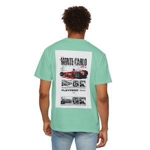 ヴィンテージ モンテカルロ レーシング Tシャツ、カジュアル ユニセックス Tシャツ、グラフィック シャツ、車好きへのギフト、レーシングファン向けアパレル、夏ファッション