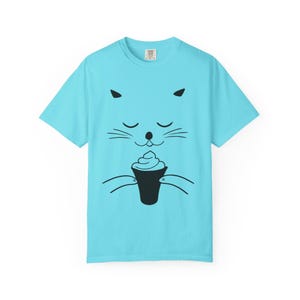 Camiseta informal unisex con estampado de helado de gato Lagoon Blue