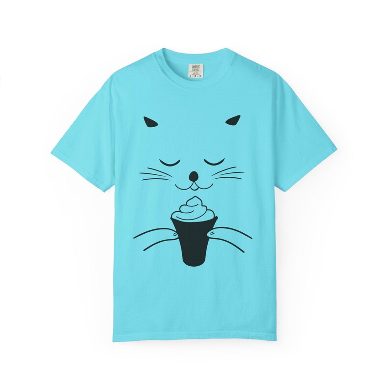 Camiseta informal unisex con estampado de helado de gato Lagoon Blue