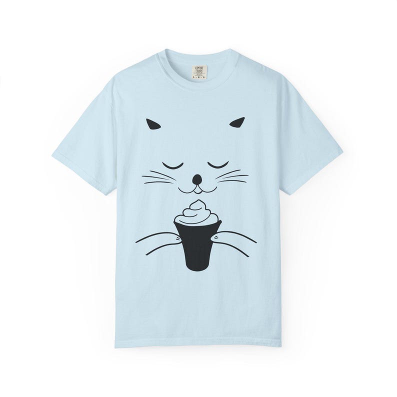Camiseta informal unisex con estampado de helado de gato Chambray