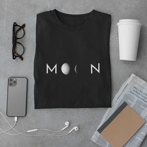 Moon Phase Unisex Garment-Dyed T-shirt, Casual Wear, Astronomy Gift, Gift for Him/Her, Celestial Shirt, Cozy Everyday Tee