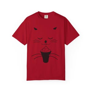 Camiseta informal unisex con estampado de helado de gato Red