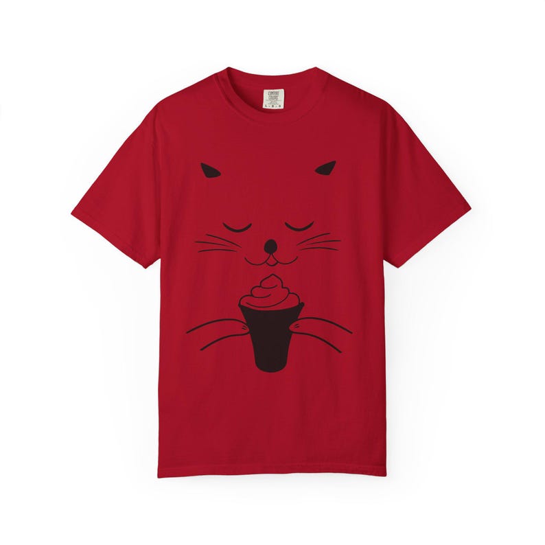 Camiseta informal unisex con estampado de helado de gato Red