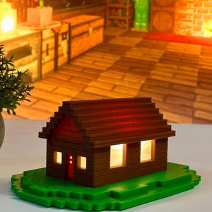 Minecraft-Inspired LED House Lamp – 3D Printed Gamer Desk Decor