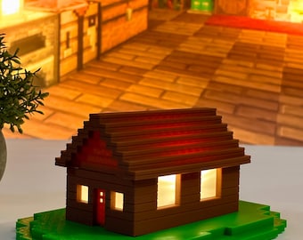 Minecraft-Inspired LED House Lamp – 3D Printed Gamer Desk Decor