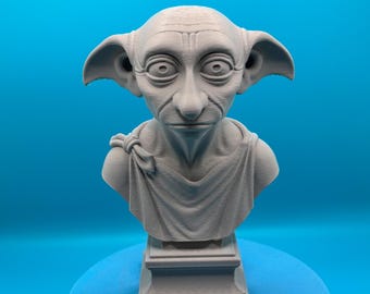 Busto impreso en 3D de Dobby, el elfo doméstico (PLA gris)