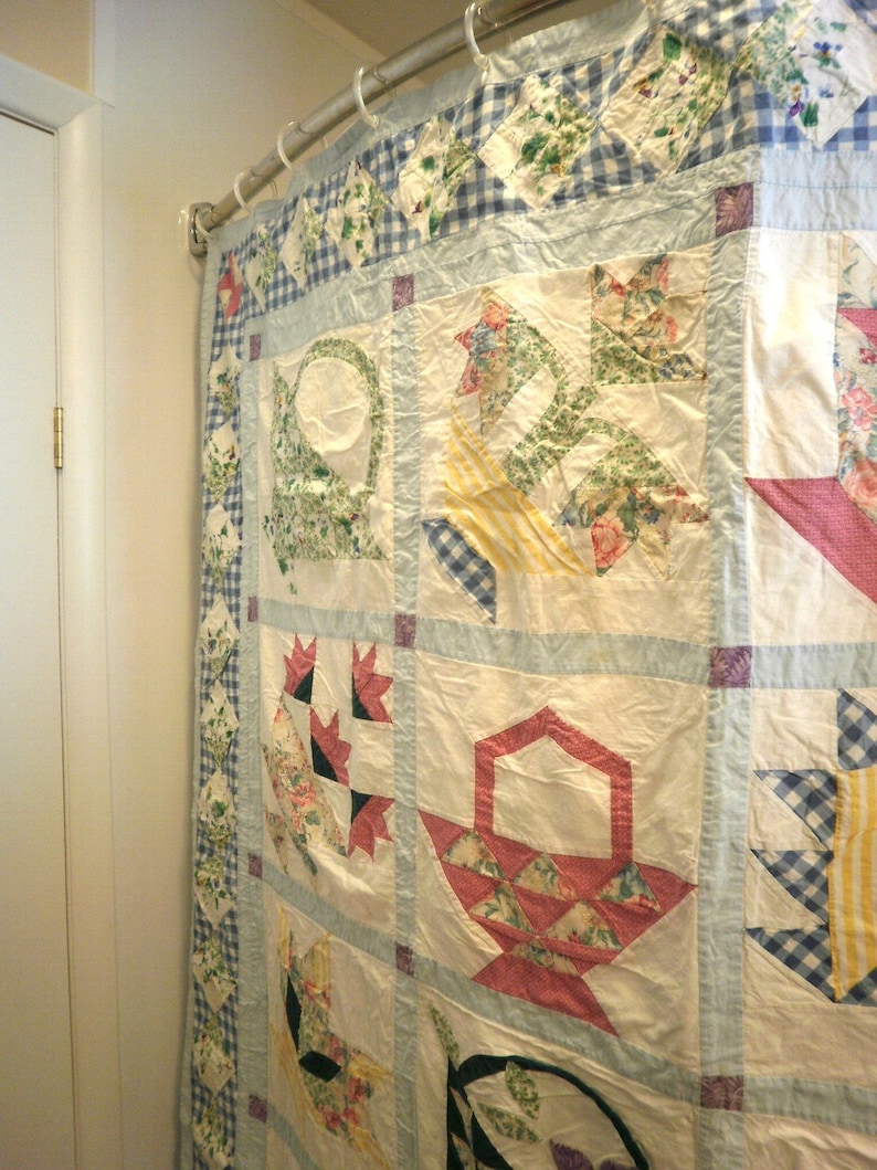 Vintage Quilted Shower Curtain Etsy