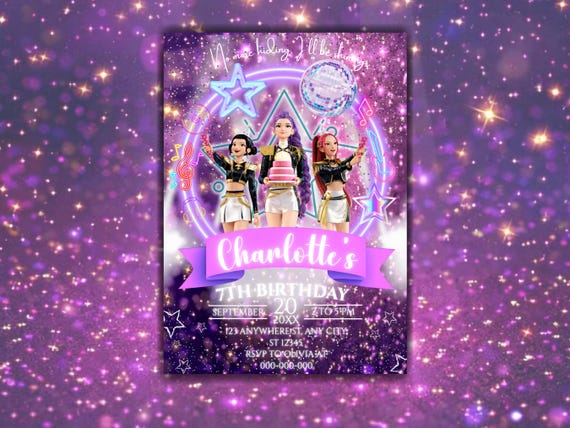 EDITABLE KPOP Demon Hunters Invitation, Customizable Birthday Invite, K Pop Warriors Invitation, Kids Party, Music Lover, Digital Canva card
