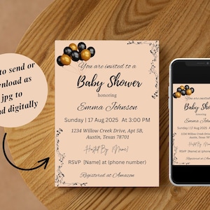 Uitnodiging babyshower bewerkbare sjabloon genderneutraal babyshower uitnodigingskaart babyshower uitnodiging aanpasbare moderne babyshower uitnodiging
