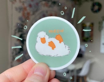 Silly Goose "Meow" Waterproof Vinyl Sticker | Funny Animal Decal