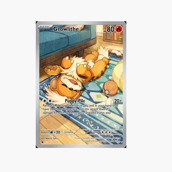 Carta Growlithe TCG personalizzata con fan art.