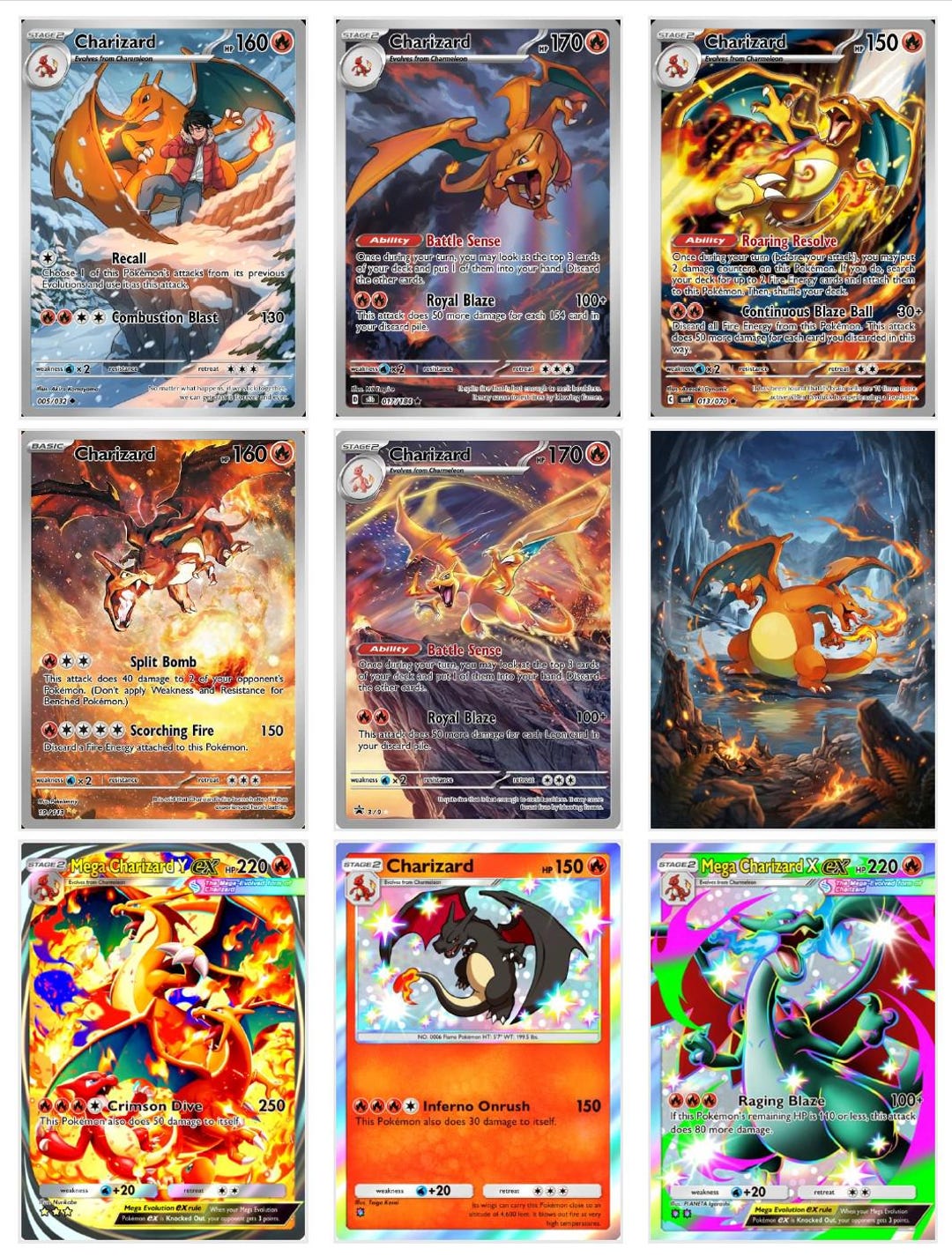 Charizard Digital Art for Print Collection Set of 9 - Etsy