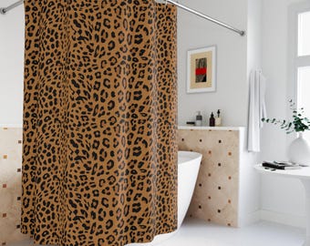 Funky Leopard Shower Curtain, Maximalist Bathroom Decor, Preppy Cheetah Print, Custom Color Animal Skin Art, Trendy Eclectic Gift