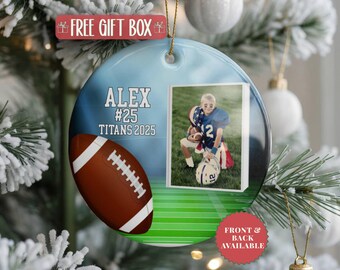 Personalized Football Photo Ornament: Sport Keepsake, Team Gift