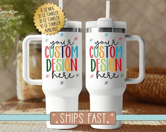 Personalized 40oz Tumbler with Handle, Custom Photo Quencher,20oz Skinny tumbler, 30oz Cup,14oz Kids cup