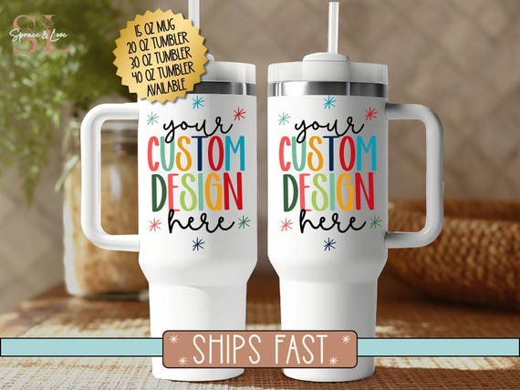 Personalized 40oz Tumbler with Handle, Custom Photo Quencher,20oz Skinny tumbler, 30oz Cup,14oz Kids cup